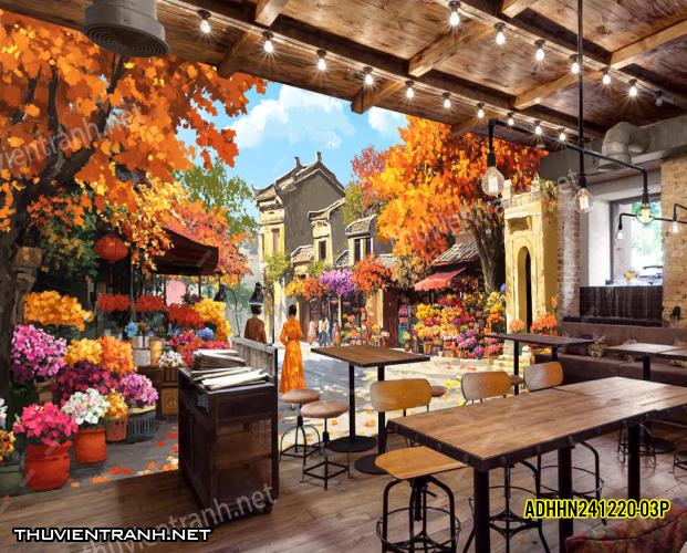 Tranh dán tường Phố cổ Hà Nội, Phố xưa - -ADHHN241220-03P - Tranh tường chất lượng cao